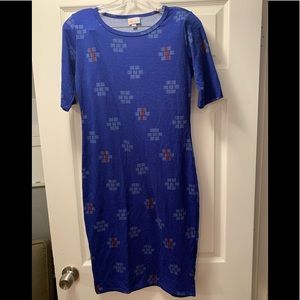 Lularoe Julia dress, small, EUC. Blue/quart print